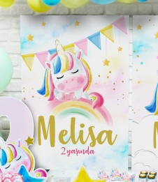 Partiavm Unicorn Gökkuşağı Doğum Günü 70x100 cm Katlanmaz Pano Afiş satın al