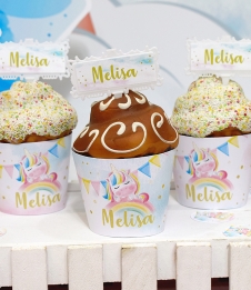 Partiavm Unicorn Gökkuşağı Doğum Günü Cupcake Sargısı 10 Adet