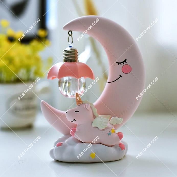 Unicorn Pembe Dekoratif Gece Lambası  