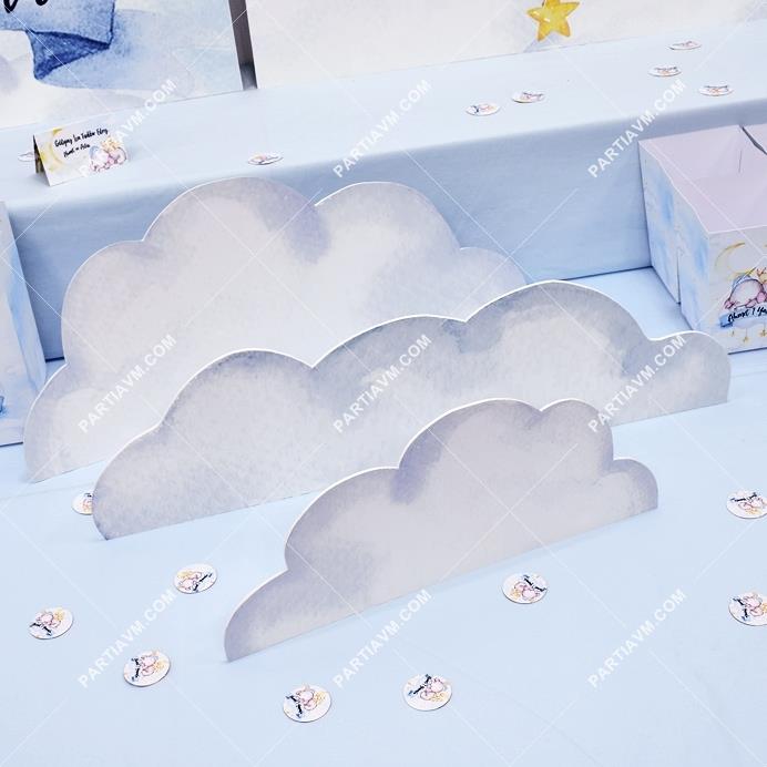 Uykucu Fil Doğum Günü 30-45-50 cm Dekor Bulut Panoları 3 lü set
