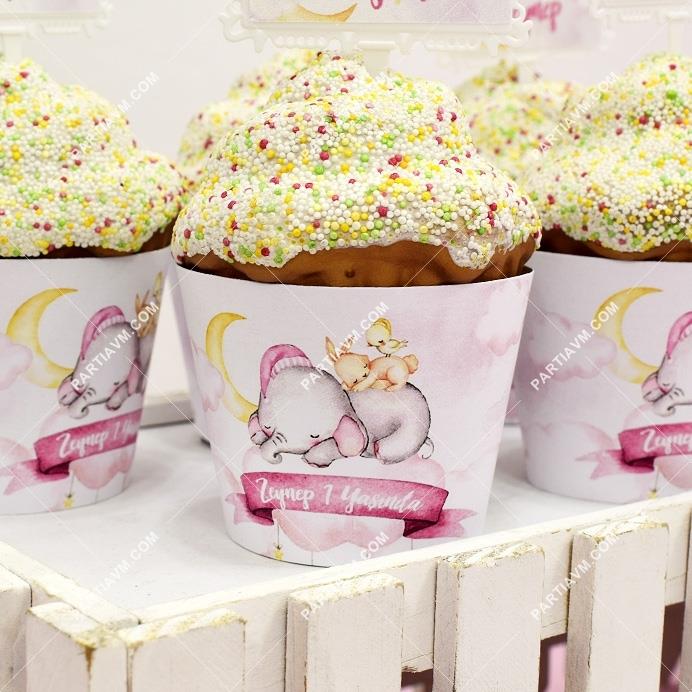 Uykucu Fil Doğum Günü Cupcake Sargısı 10 Adet