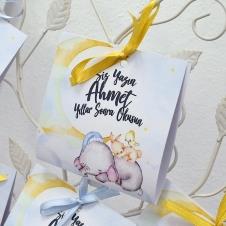 Partiavm Uykucu Fil Doğum Günü Hatıra Yazısı Kartı Kurdele Bağlamalı 6 Adet satın al