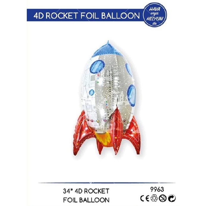 Uzay Tema 4D Roket Folyo Balon