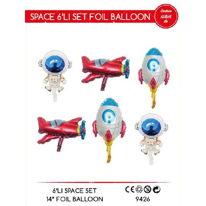 Uzay Tema 6lı Mini Folyo Balon