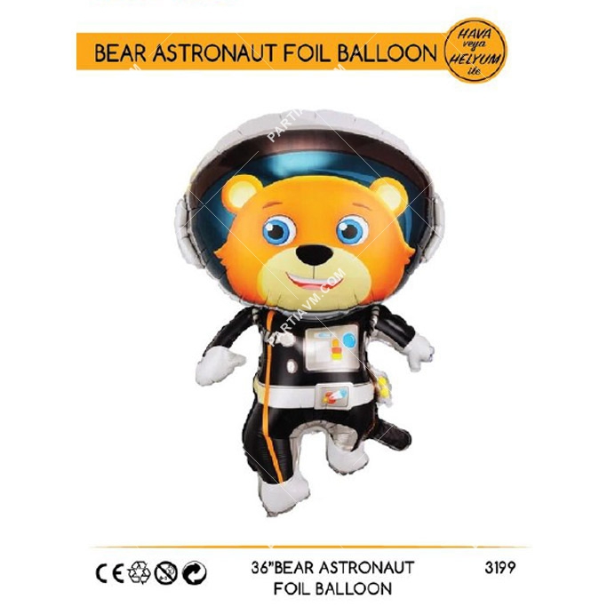 Uzay Tema Astronot Ayı Folyo Balon