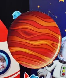 Partiavm Uzay Temalı Doğum Günü 20 cm Önlü Arkalı Baskı Kalın Karton Misinalı Asma Süs