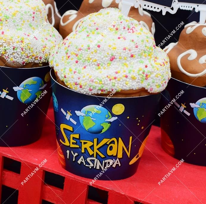 Uzay Temalı Doğum Günü Cupcake Sargısı 10 Adet