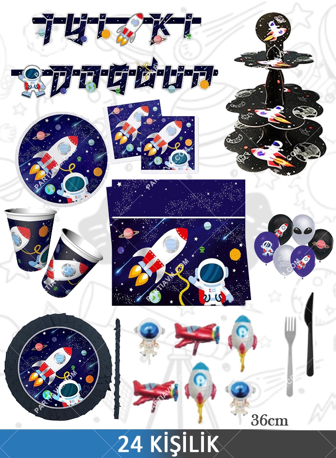 Uzay Temalı Parti Seti 24 Kişilik Lüx Set