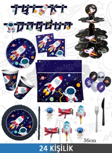 SAMM Uzay Temalı Parti Seti 24 Kişilik Lüx Set satın al