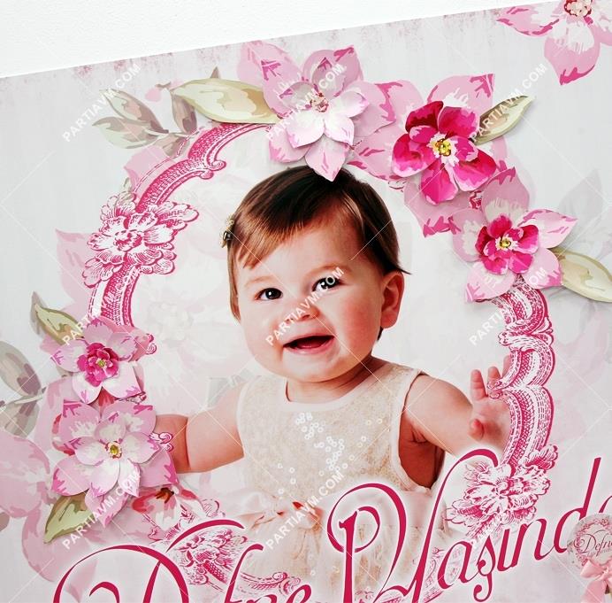 Vintage Bahar Doğum Günü 120 X 85 cm Dev Pano Afiş Kağıt Çiçek Süslemeli 