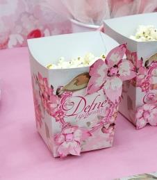 Partiavm Vintage Bahar Doğum Günü Popcorn Kutusu Kağıt Çiçek ve Taş Süslemeli 5 Adet satın al
