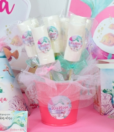 Partiavm Vintage Deniz Kızı Doğum Günü Süsleri Marshmallow Etiketli Kovada 10 Adet Kurdeleli Çubuklu İkramlık