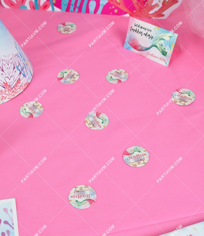 Vintage Deniz Kızı Doğum Günü Süsleri Masaüstü Konfeti İsimli 3 cm Pakette 50 Adet