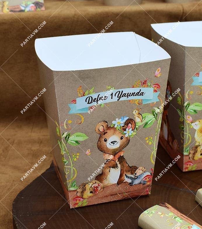 Woodland Doğum Günü Popcorn Kutusu 5 Adet