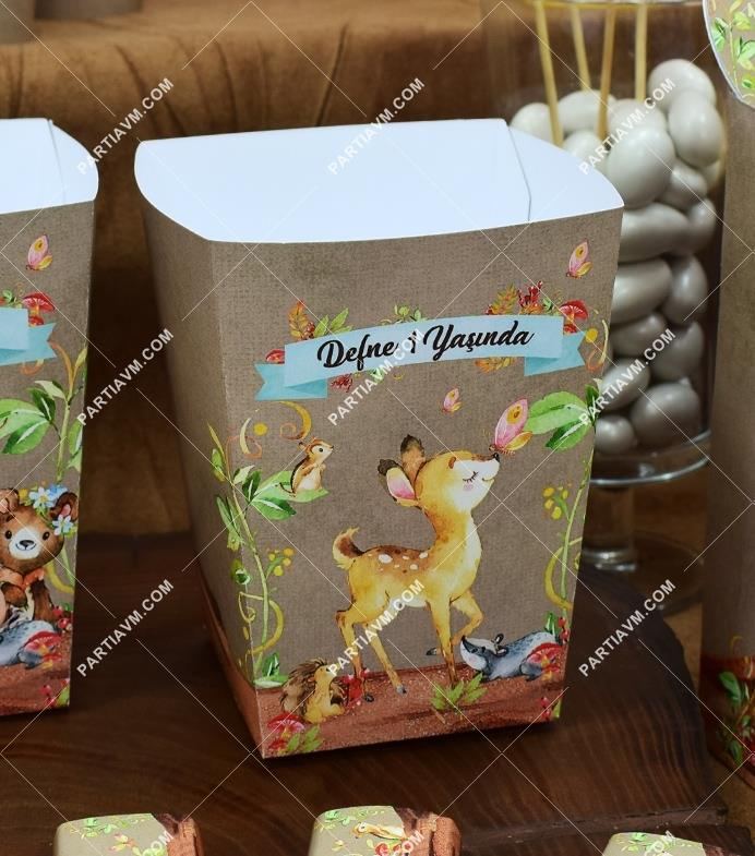 Woodland Doğum Günü Popcorn Kutusu 5 Adet