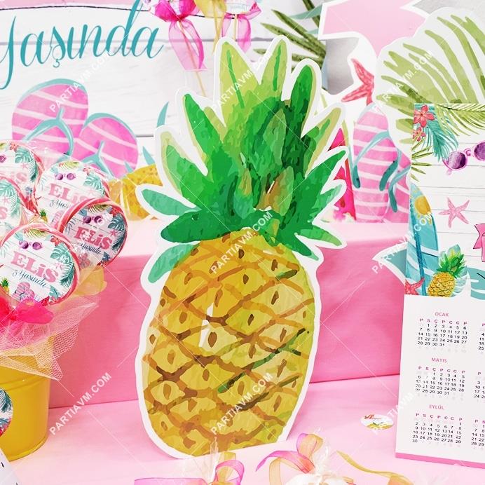 Yaz Partisi Doğum Günü 35 cm Ananas Dekor Pano