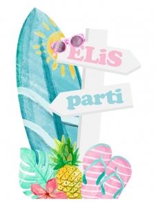 Partiavm Yaz Partisi Doğum Günü 70 cm Sörf Tahtalı Yönlendirmeli Dekor Pano satın al